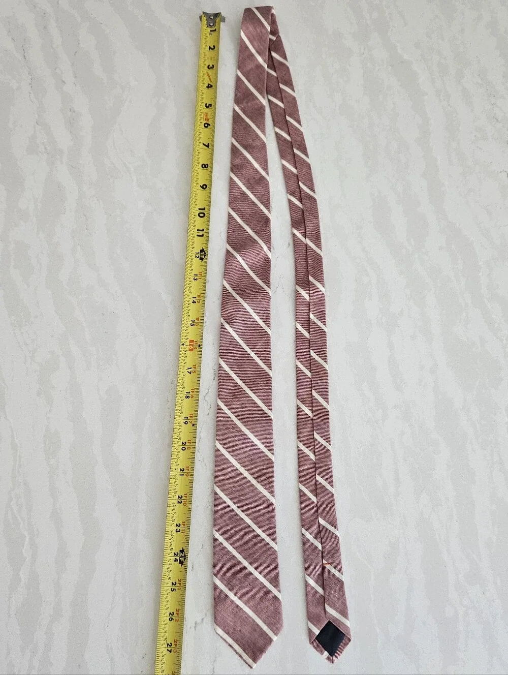 J. Crew Red Tie with White Diagonal Stripes